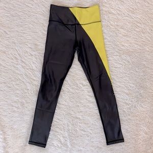 Neon Yellow & Black Metallic Zyia Leggings